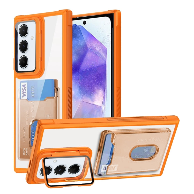 For Samsung Galaxy A55  Global Card Bag Holder Acrylic Hybrid TPU Phone Case