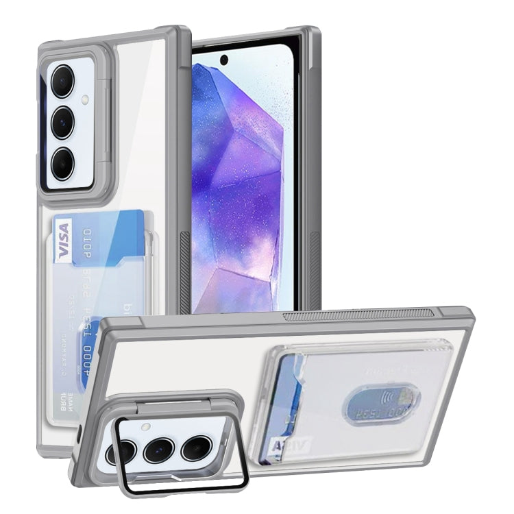 For Samsung Galaxy A55  Global Card Bag Holder Acrylic Hybrid TPU Phone Case