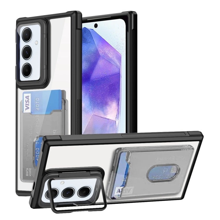 For Samsung Galaxy A55  Global Card Bag Holder Acrylic Hybrid TPU Phone Case