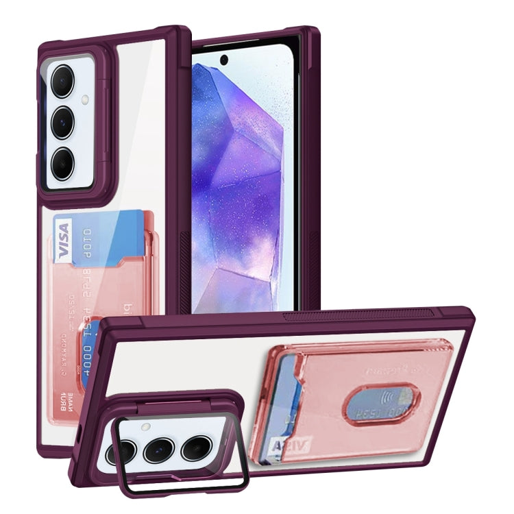For Samsung Galaxy A55  Global Card Bag Holder Acrylic Hybrid TPU Phone Case