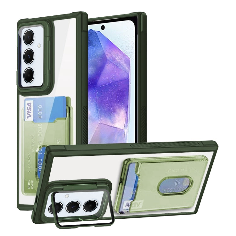 For Samsung Galaxy A55  Global Card Bag Holder Acrylic Hybrid TPU Phone Case