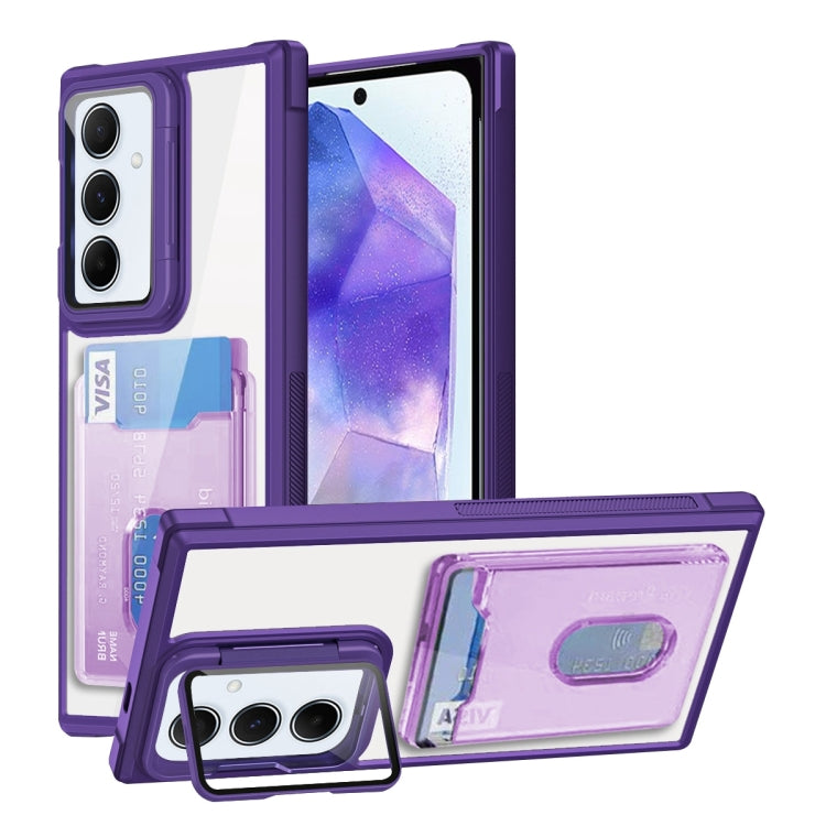 For Samsung Galaxy A55  Global Card Bag Holder Acrylic Hybrid TPU Phone Case