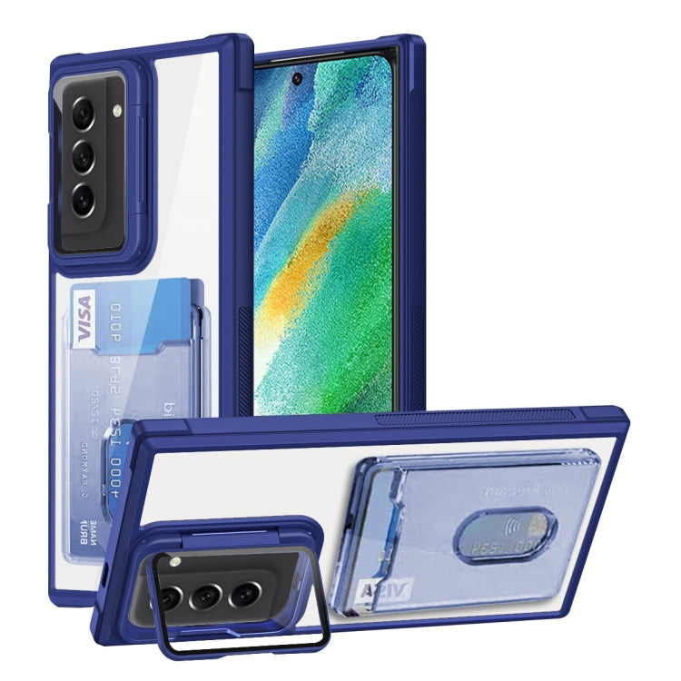 For Samsung Galaxy S21 FE 5G Card Bag Holder Acrylic Hybrid TPU Phone Case