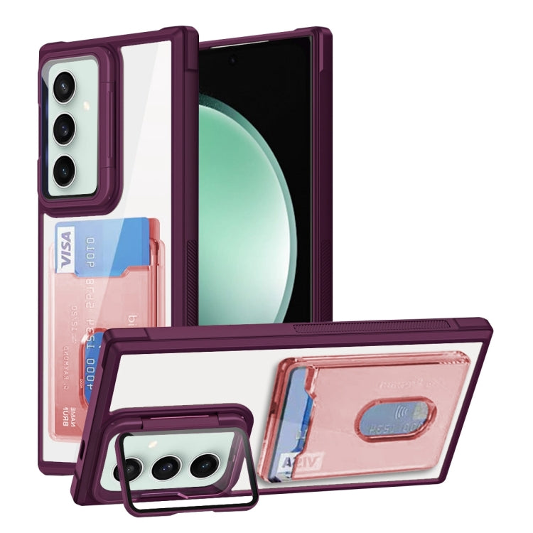 For Samsung Galaxy S23 FE 5G Card Bag Holder Acrylic Hybrid TPU Phone Case