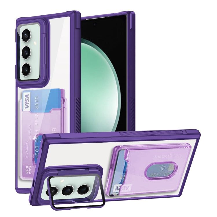 For Samsung Galaxy S23 FE 5G Card Bag Holder Acrylic Hybrid TPU Phone Case