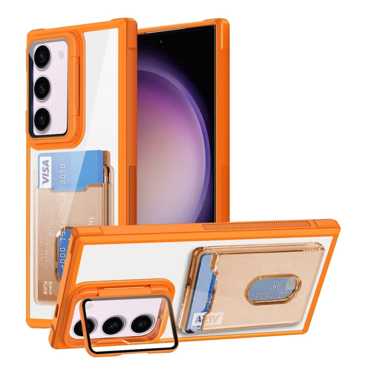 For Samsung Galaxy S23+ 5G Card Bag Holder Acrylic Hybrid TPU Phone Case