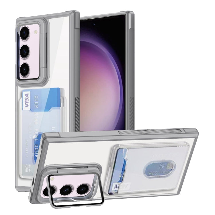 For Samsung Galaxy S23+ 5G Card Bag Holder Acrylic Hybrid TPU Phone Case
