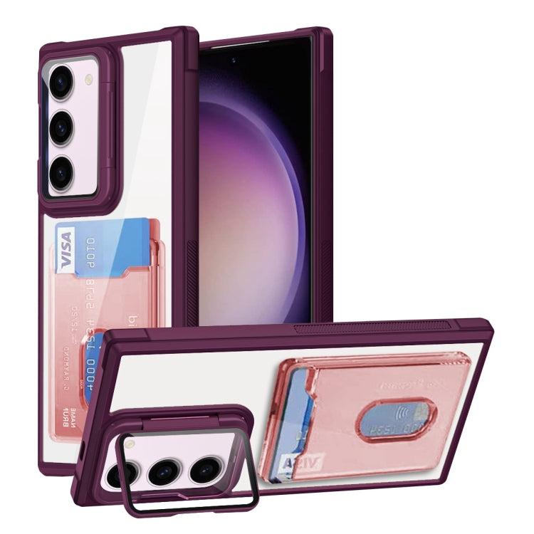 For Samsung Galaxy S23+ 5G Card Bag Holder Acrylic Hybrid TPU Phone Case