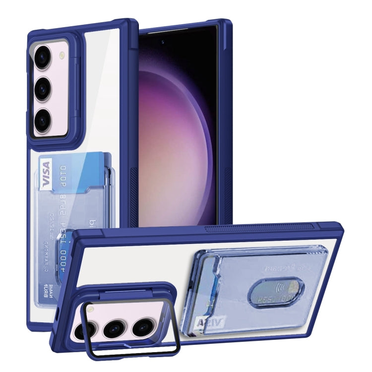 For Samsung Galaxy S23+ 5G Card Bag Holder Acrylic Hybrid TPU Phone Case