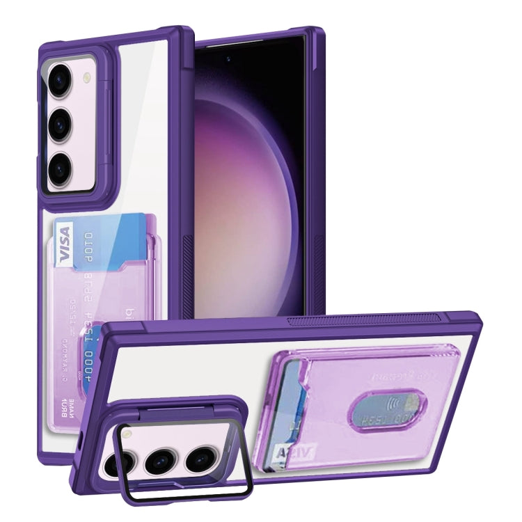 For Samsung Galaxy S23+ 5G Card Bag Holder Acrylic Hybrid TPU Phone Case