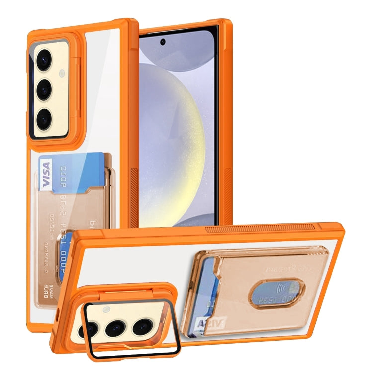 For Samsung Galaxy S24 FE 5G Card Bag Holder Acrylic Hybrid TPU Phone Case