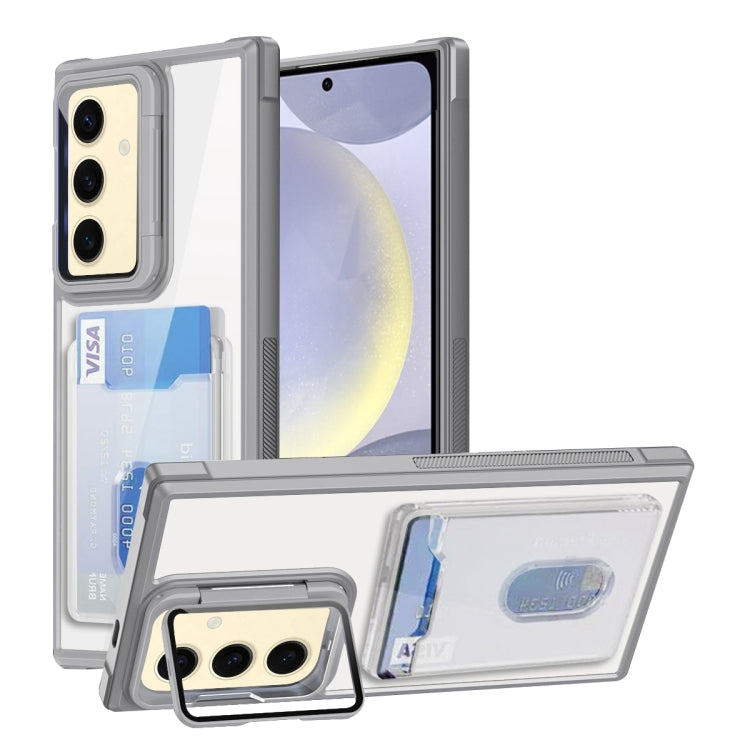 For Samsung Galaxy S24 FE 5G Card Bag Holder Acrylic Hybrid TPU Phone Case