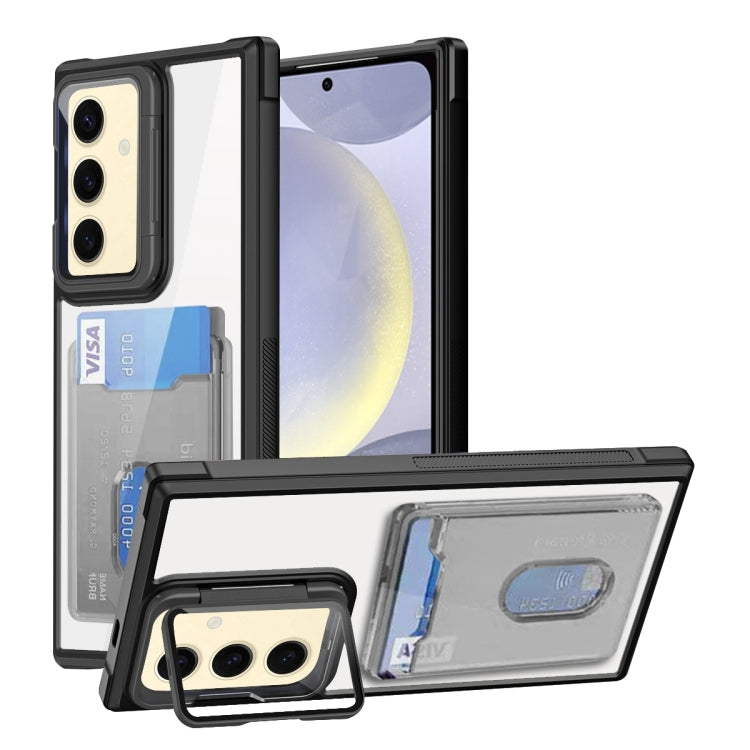 For Samsung Galaxy S24 FE 5G Card Bag Holder Acrylic Hybrid TPU Phone Case
