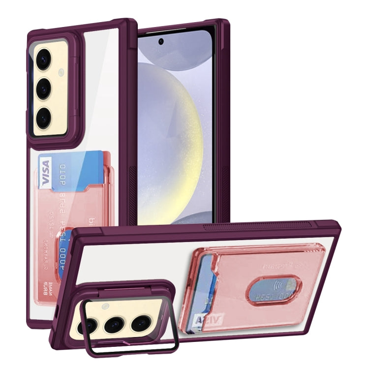 For Samsung Galaxy S24 FE 5G Card Bag Holder Acrylic Hybrid TPU Phone Case