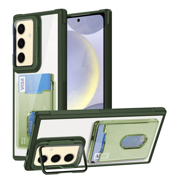 For Samsung Galaxy S24 FE 5G Card Bag Holder Acrylic Hybrid TPU Phone Case