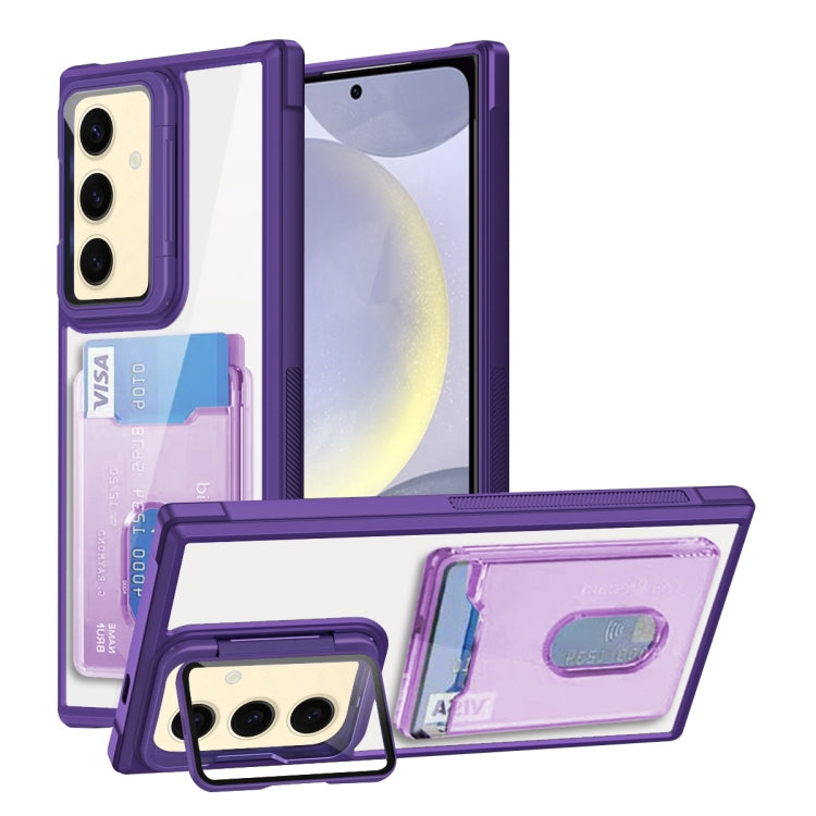 For Samsung Galaxy S24 FE 5G Card Bag Holder Acrylic Hybrid TPU Phone Case