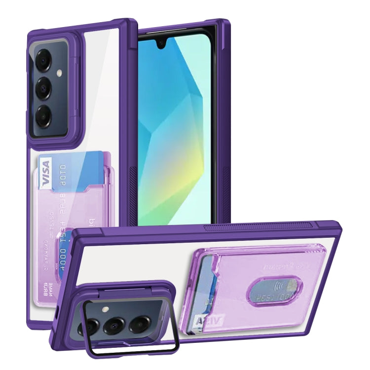 For Samsung Galaxy A16 5G Card Bag Holder Acrylic Hybrid TPU Phone Case