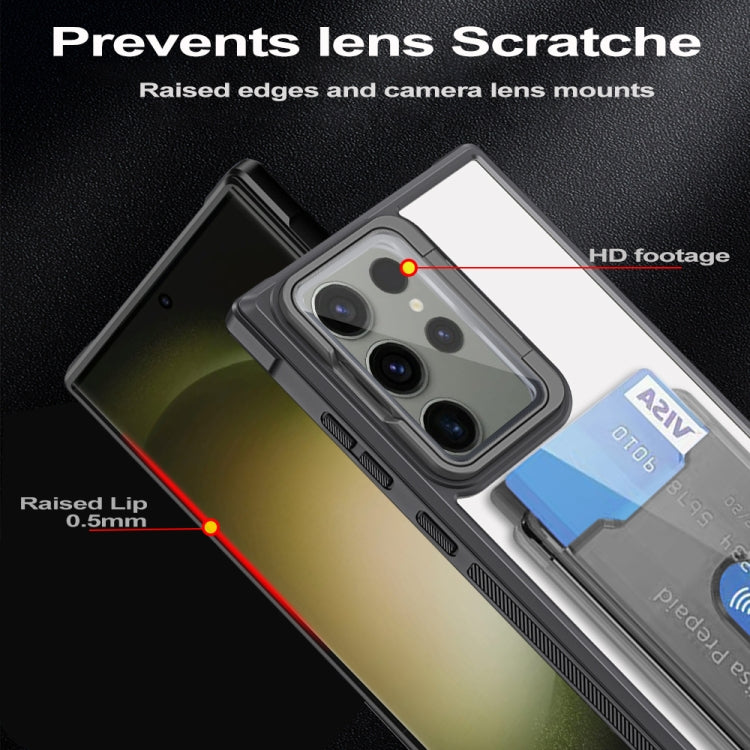 For Samsung Galaxy A35 Global Card Bag Holder Acrylic Hybrid TPU Phone Case