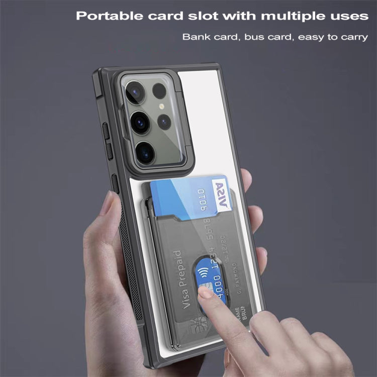 For Samsung Galaxy S23+ 5G Card Bag Holder Acrylic Hybrid TPU Phone Case