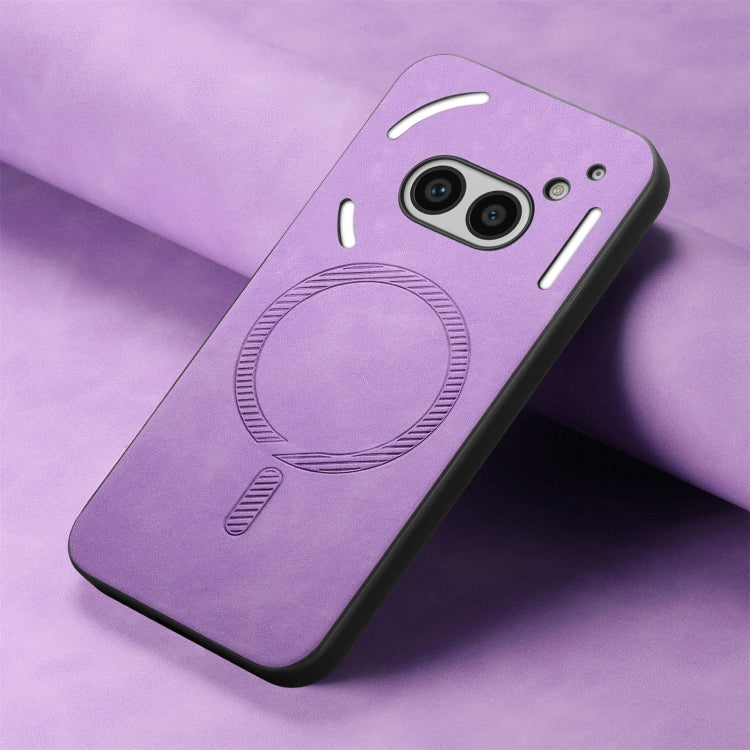 For Nothing Phone 2a Solid Color Retro Magsafe PU Back Cover Phone Case