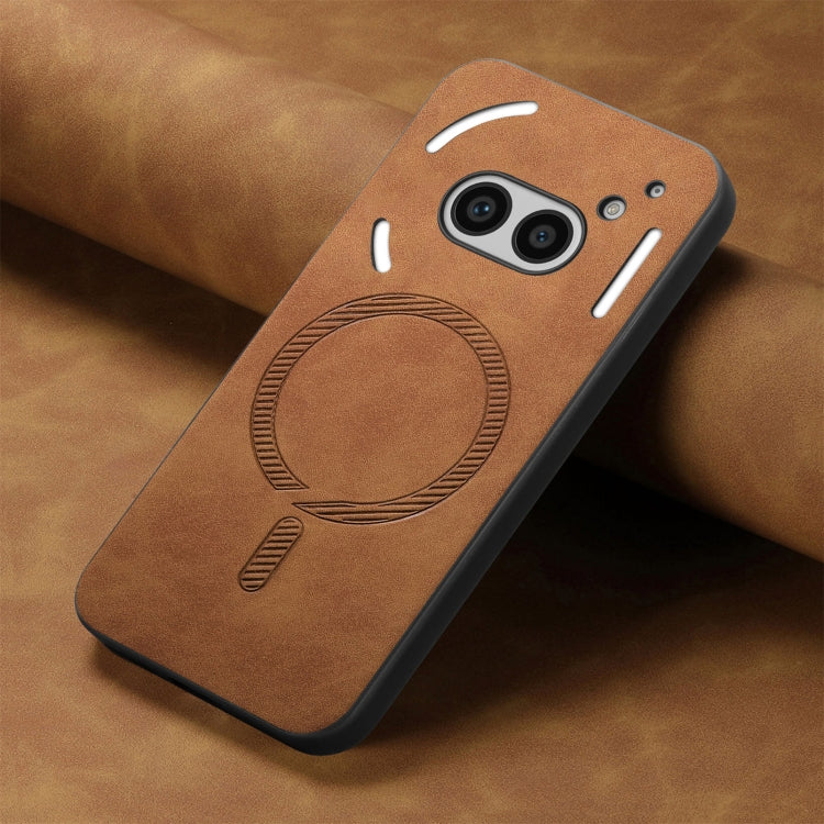 For Nothing Phone 2a Solid Color Retro Magsafe PU Back Cover Phone Case