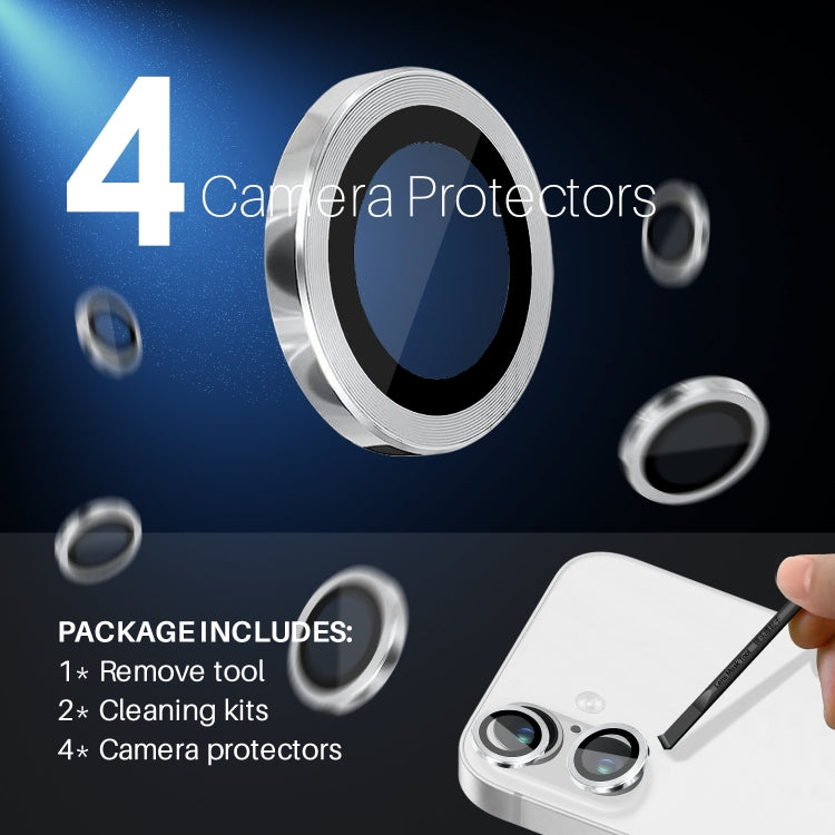For iPhone 16 / 16 Plus NORTHJO 2 Sets 4pcs Camera Lens Protector Cover Metal Ring Film