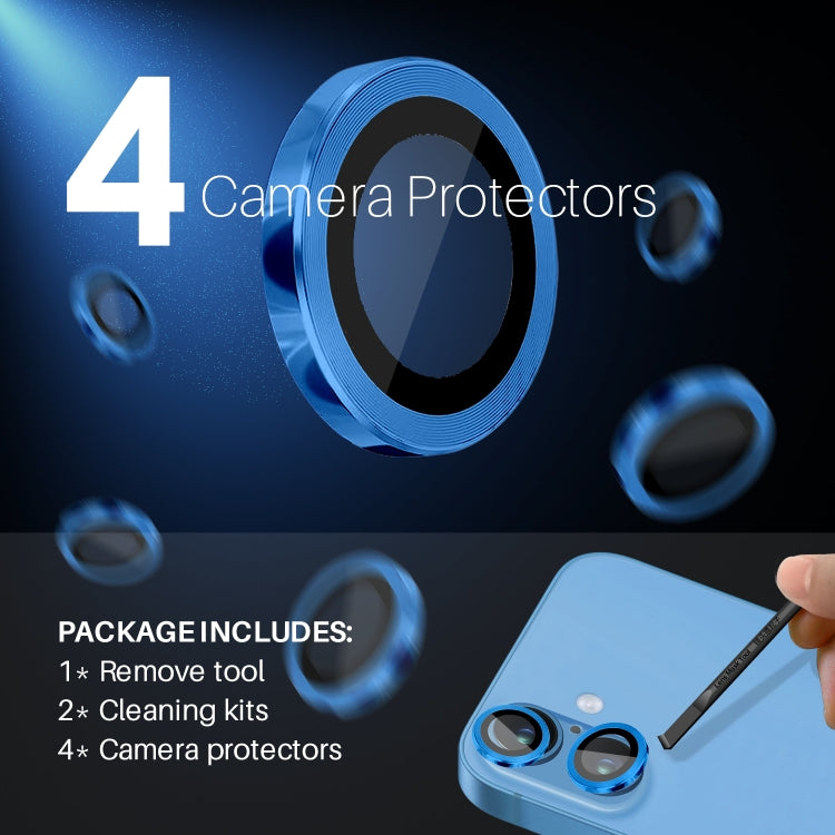 For iPhone 16 / 16 Plus NORTHJO 2 Sets 4pcs Camera Lens Protector Cover Metal Ring Film