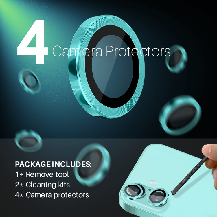 For iPhone 16 / 16 Plus NORTHJO 2 Sets 4pcs Camera Lens Protector Cover Metal Ring Film