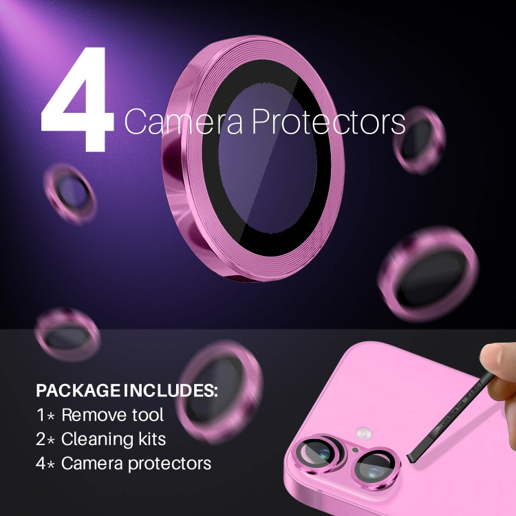 For iPhone 16 / 16 Plus NORTHJO 2 Sets 4pcs Camera Lens Protector Cover Metal Ring Film