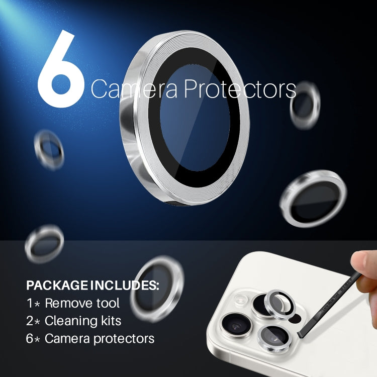 For iPhone 16 Pro / Pro Max NORTHJO 2 Sets 6pcs Camera Lens Protector Cover Metal Ring Film