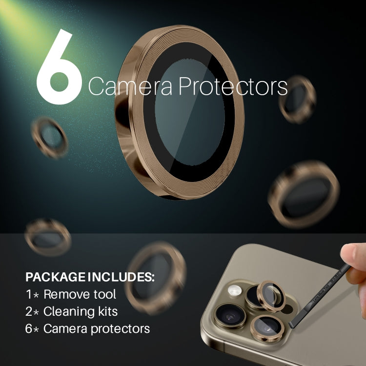 For iPhone 16 Pro / Pro Max NORTHJO 2 Sets 6pcs Camera Lens Protector Cover Metal Ring Film