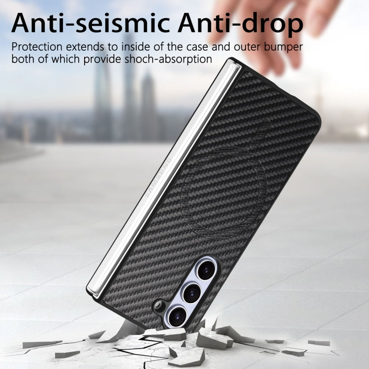 For Samsung Galaxy Z Fold6 Carbon Fiber Magsafe Phone Case