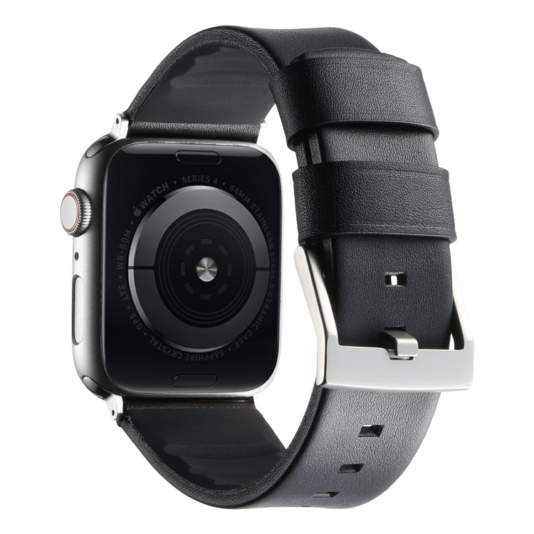 For Apple Watch Series 9 41mm Genuine Leather Hybrid Silicone Watch Band