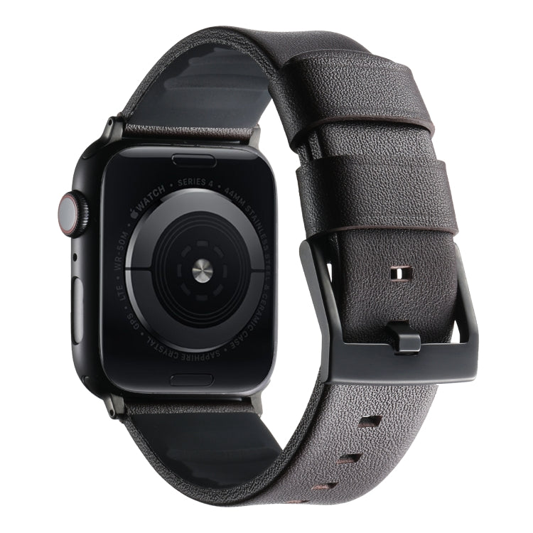 For Apple Watch Series 9 41mm Genuine Leather Hybrid Silicone Watch Band