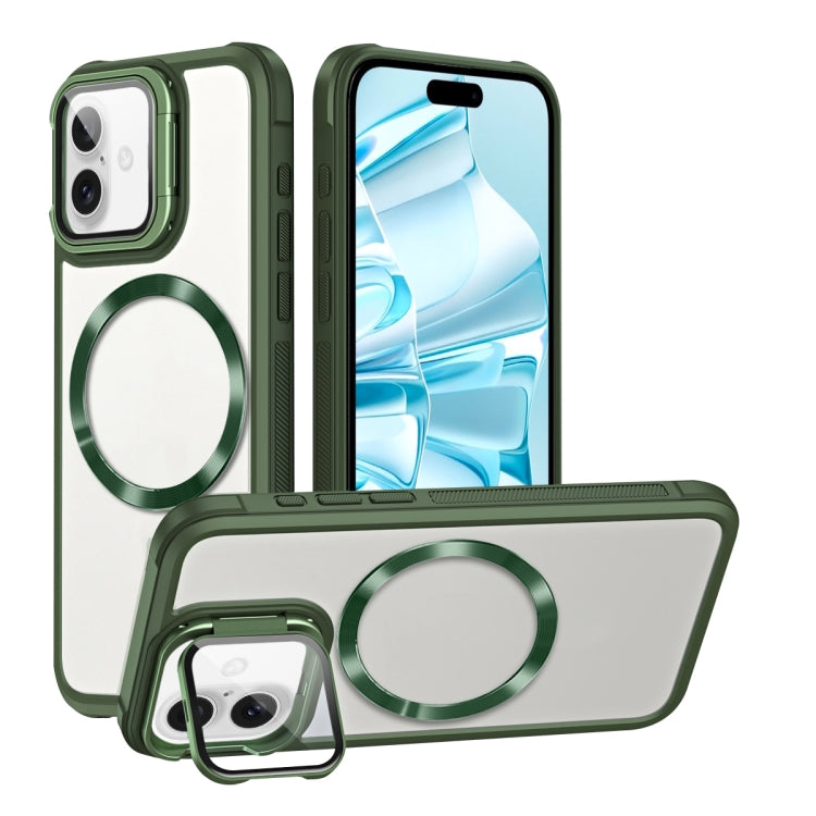 For iPhone 16 Plus CD-grain Magsafe Acrylic Hybrid TPU Phone Case