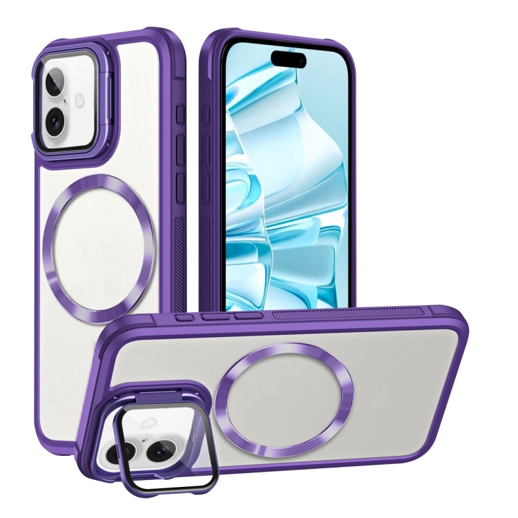 For iPhone 16 Plus CD-grain Magsafe Acrylic Hybrid TPU Phone Case