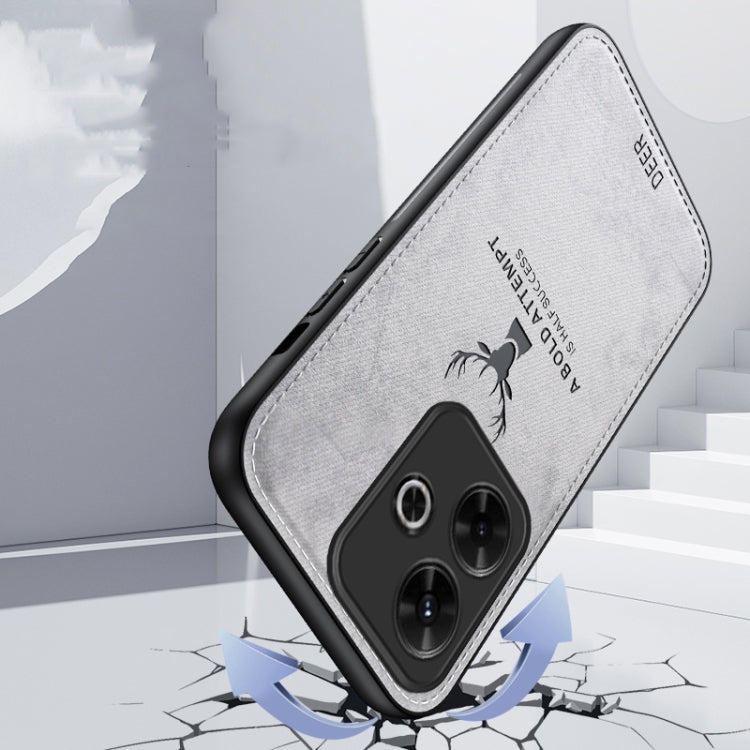 For Xiaomi Redmi Note 13R Deer Head Cloth Skin All-inclusive Phone Case
