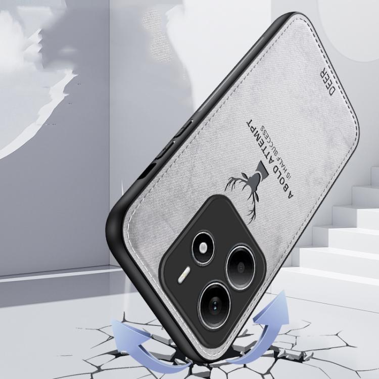 For Xiaomi Redmi Note 14 5G Global Deer Head Cloth Skin All-inclusive Phone Case