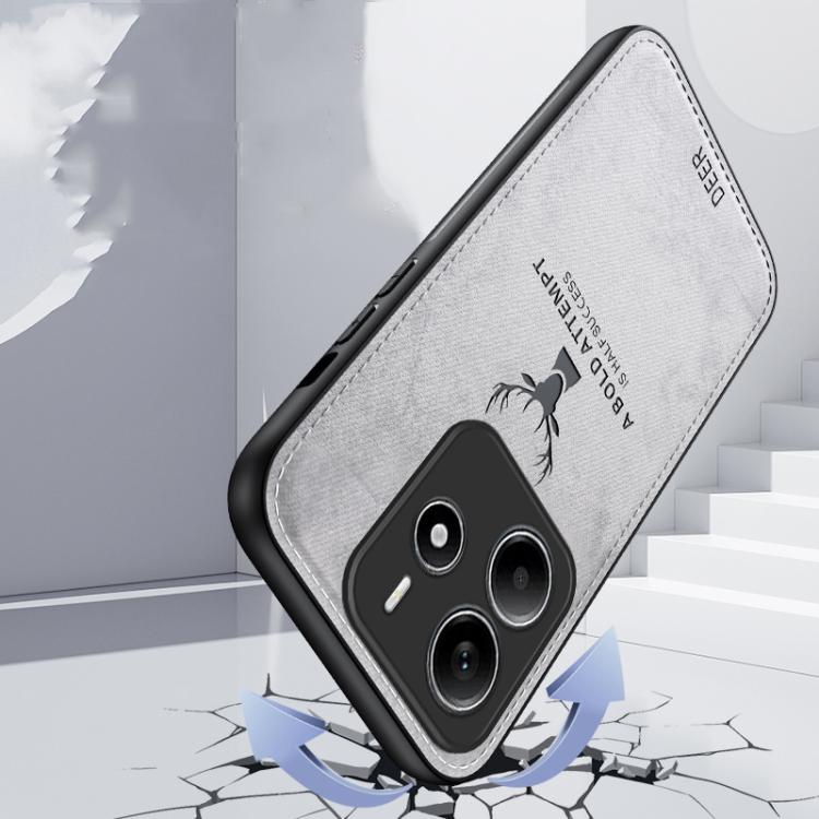 For Xiaomi Redmi Note 14 4G 163.25mm Deer Head Cloth Skin All-inclusive Phone Case