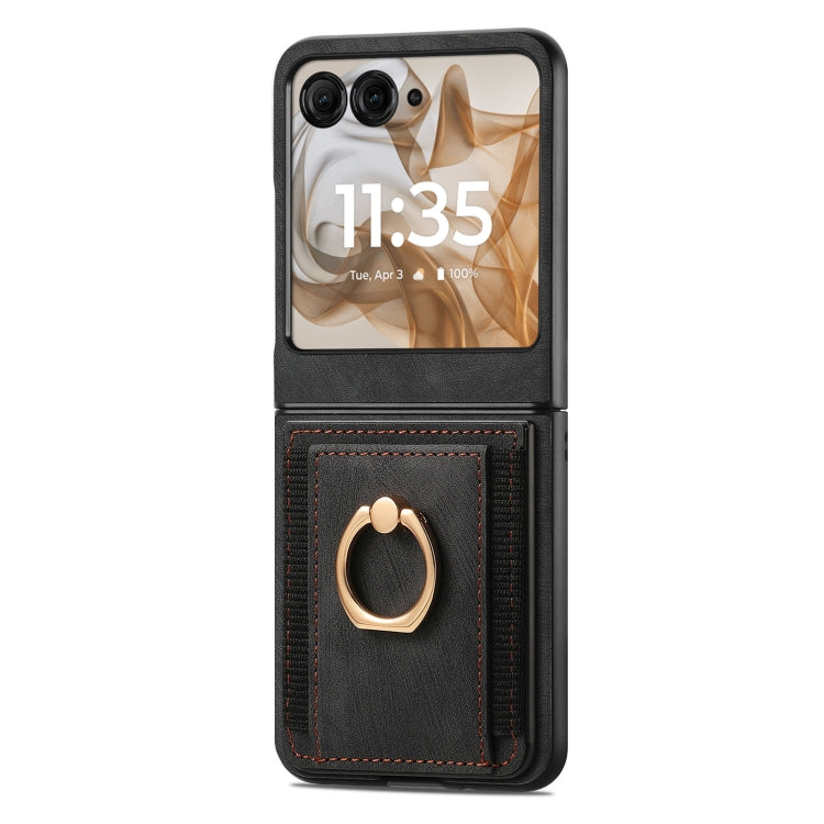 For Motorola Razr 50 Retro Skin-feel Ring Card Bag Phone Case