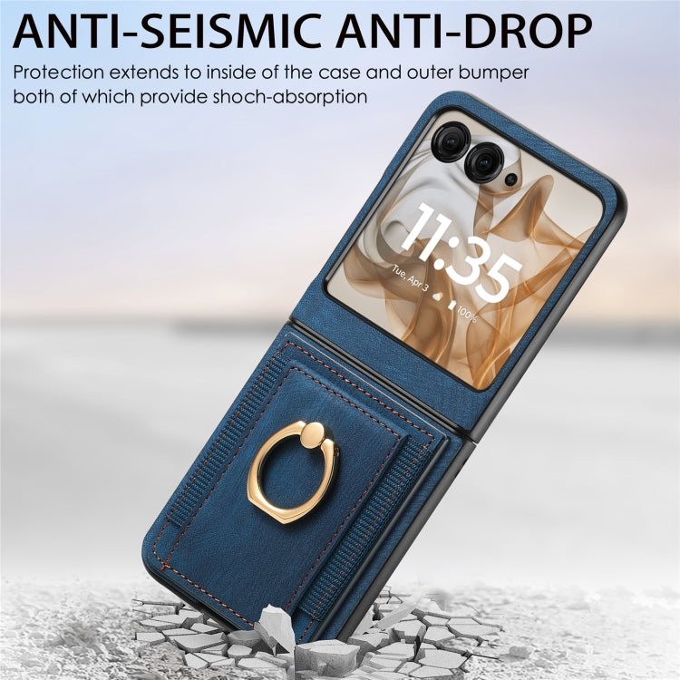 For Motorola Razr 50 Retro Skin-feel Ring Card Bag Phone Case