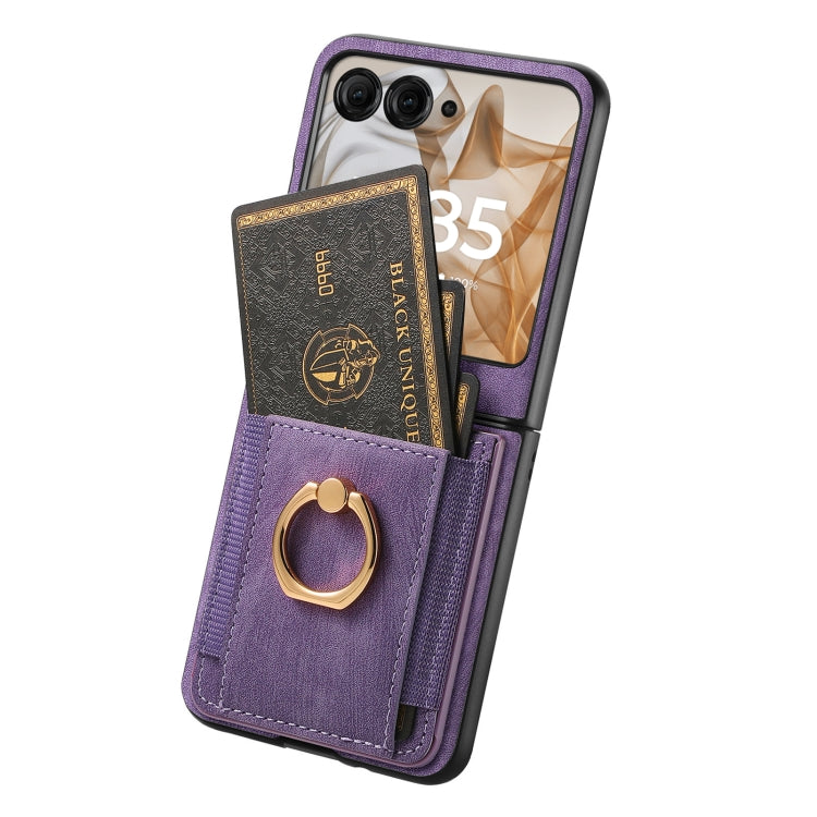 For Motorola Razr 50 Retro Skin-feel Ring Card Bag Phone Case