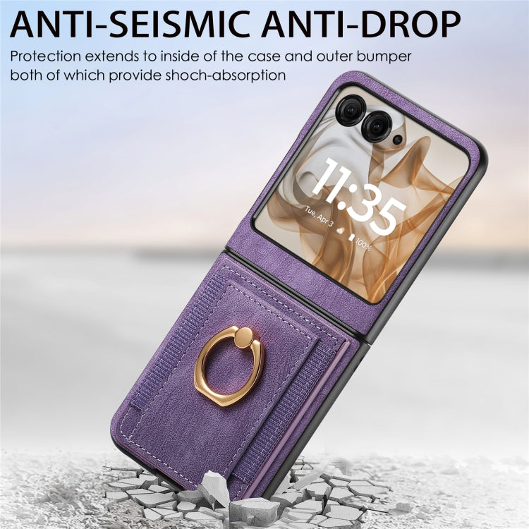 For Motorola Razr 50 Retro Skin-feel Ring Card Bag Phone Case