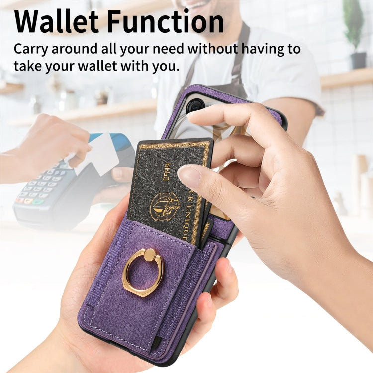 For Motorola Razr 50 Retro Skin-feel Ring Card Bag Phone Case