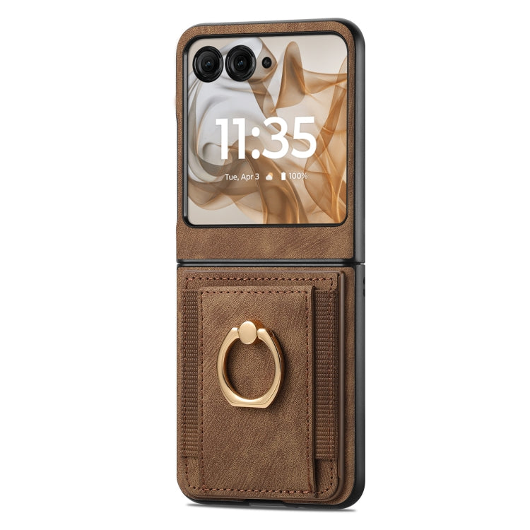 For Motorola Razr 50 Retro Skin-feel Ring Card Bag Phone Case