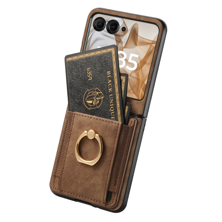 For Motorola Razr 50 Retro Skin-feel Ring Card Bag Phone Case