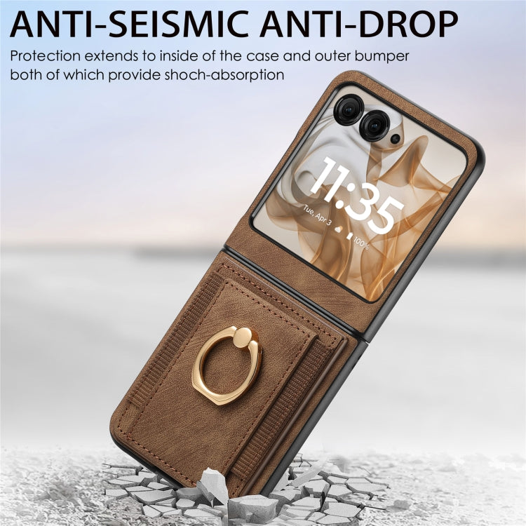 For Motorola Razr 50 Retro Skin-feel Ring Card Bag Phone Case