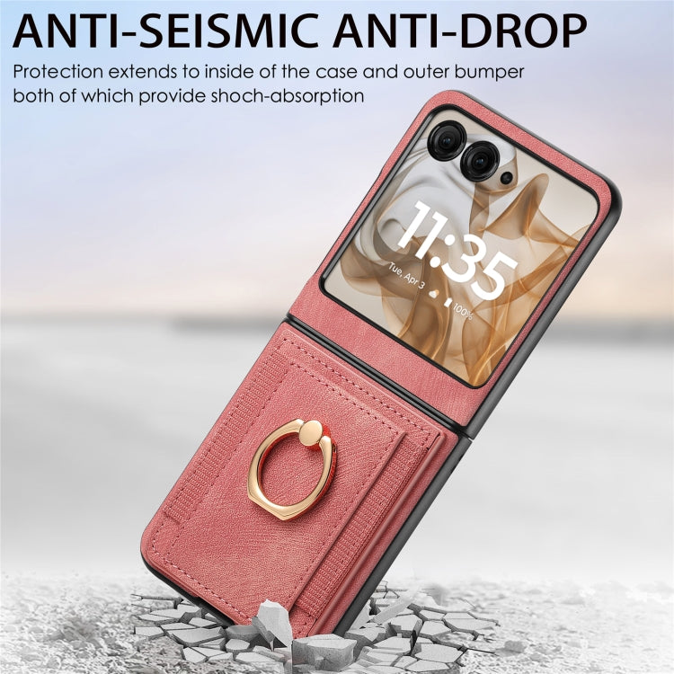 For Motorola Razr 50 Retro Skin-feel Ring Card Bag Phone Case
