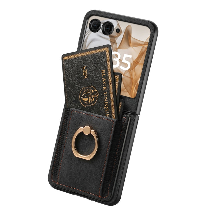 For Motorola Razr 50 Ultra Retro Skin-feel Ring Card Bag Phone Case