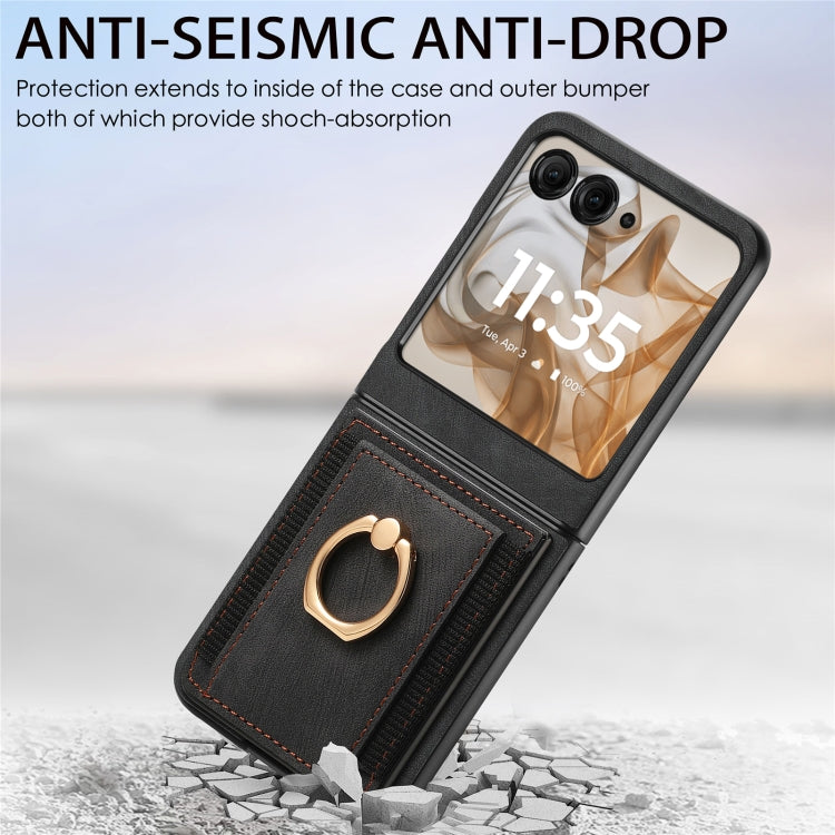 For Motorola Razr 50 Ultra Retro Skin-feel Ring Card Bag Phone Case
